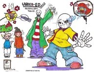 artist:walter_sache crossover ed_edd_n_eddy flowey frisk monster_kid papyrus sans undertale Undyne // 1024x782 // 157KB