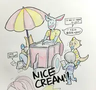 burgerpants frisk Japanese_text monster_kid Nicecream_guy // 1879x1762 // 457KB