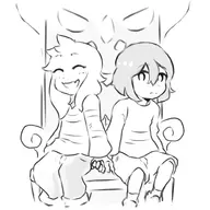 asriel_dreemurr chair chara handholding human monster undertale // 1000x1001 // 83KB