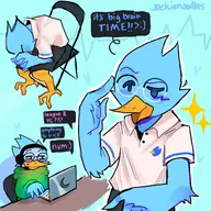 berdly deltarune jackienoodles_(artist) light_world monster text twitter_username // 2000x2000 // 730KB