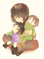 chara crossover deltarune frisk human Kris light_world undertale unknown_artist // 768x1024 // 109KB